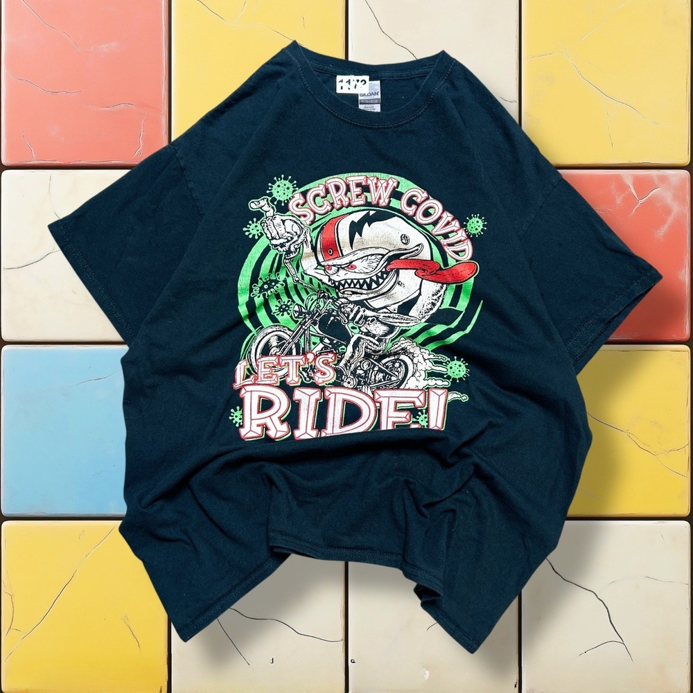 VTG Y2K Motorcycle Biker Graphic T-Shirt Mens XL Motorcycle Streetwear Punk Fun